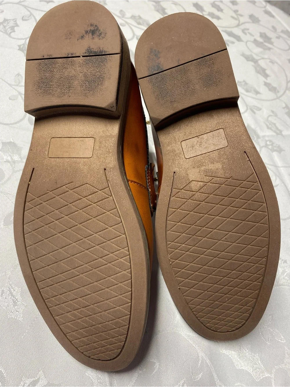 Youth Tan Dress Loafers with Metal Bit Accent